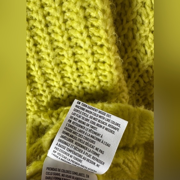 American Eagle Lime Green Chunky Knit Sweater Women’s XS Cropped Pullover Cozy - Picture 7 of 7